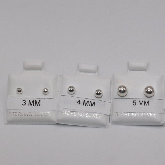 925 Sterling Silver Genuine Round Ball Stud Earrings 5mm / Pair / Men Women Kids - Picture 6 of 7